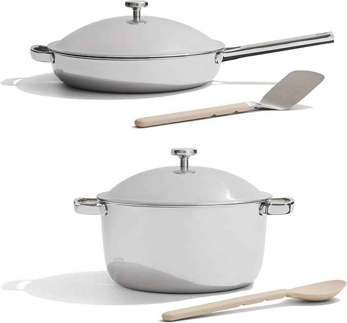 Our Place Titanium Pro Cookware Duo – Always Pan & Perfect Pot with Nonstick No-Coating Technology | Tri-Ply Titanium & Stainless Steel | Safe for Oven, Induction & All Cooktops up to 1000°F | Chrome