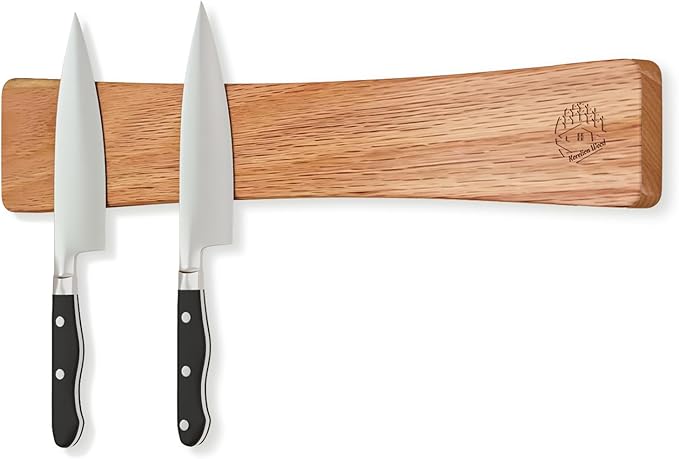 Magnetic Knife Strip, 16 Inch Magnetic Knife Holder for Wall with N52 Strong Magnets, Premium Oak Wooden Knife Magnetic Strip Organizer for Kitchen Knives & Tools,No Drilling