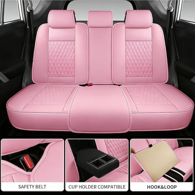 Car Seat Covers Full Set Custom Fit for Chevrolet/Chevy Trailblazer 2021-2026 - Premium Faux Leather with Lumbar Support | Breathable, Waterproof, Anti-Slip, Durable (Pink,Full Set)
