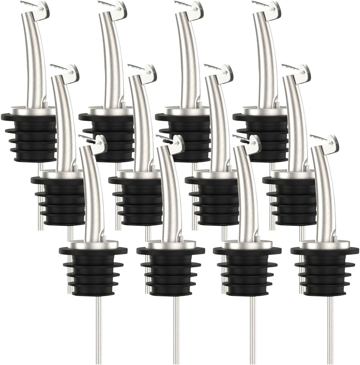 20 Pcs Oil Spout Liquor Bottle Pourer Spouts Stainless Steel Speed Pour Spouts Olive Oil Dispenser Spout with Flip Top for About 3/4" Bottle Mouth