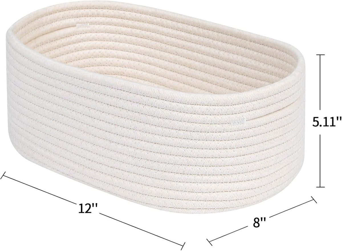 CubesLand Off White Small Storage Baskets for Shelves, Closet Organization Storage Bins Empty Gift Basket Baby Nursery Woven Baskets for Organizing, Rectangular Clothes Closet Shelves Baskets 3 Packs