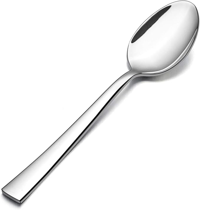 Teaspoon Set of 12, E-far 6.7 Inch Stainless Steel Spoons for Kitchen or Restaurant, Non-toxic & Mirror Polished, Squared Edge & Dishwasher Safe