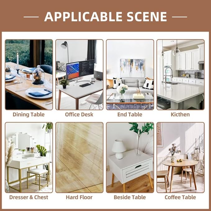 Warmstar Clear Table Cover Protector, 48 x 60 Inch, 1.5mm Thick PVC, Rectangular, Desk & Dining Table Protector Mat