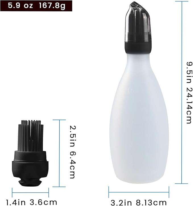 Silicone Pastry Brush, All-in-One Silicone Basting Brush with Sauce Bottle, Heat Resistant BBQ Accessories and Cooking Gadgets, BPA-Free Oil Dispenser for Cooking, Baking, Grilling(Black)