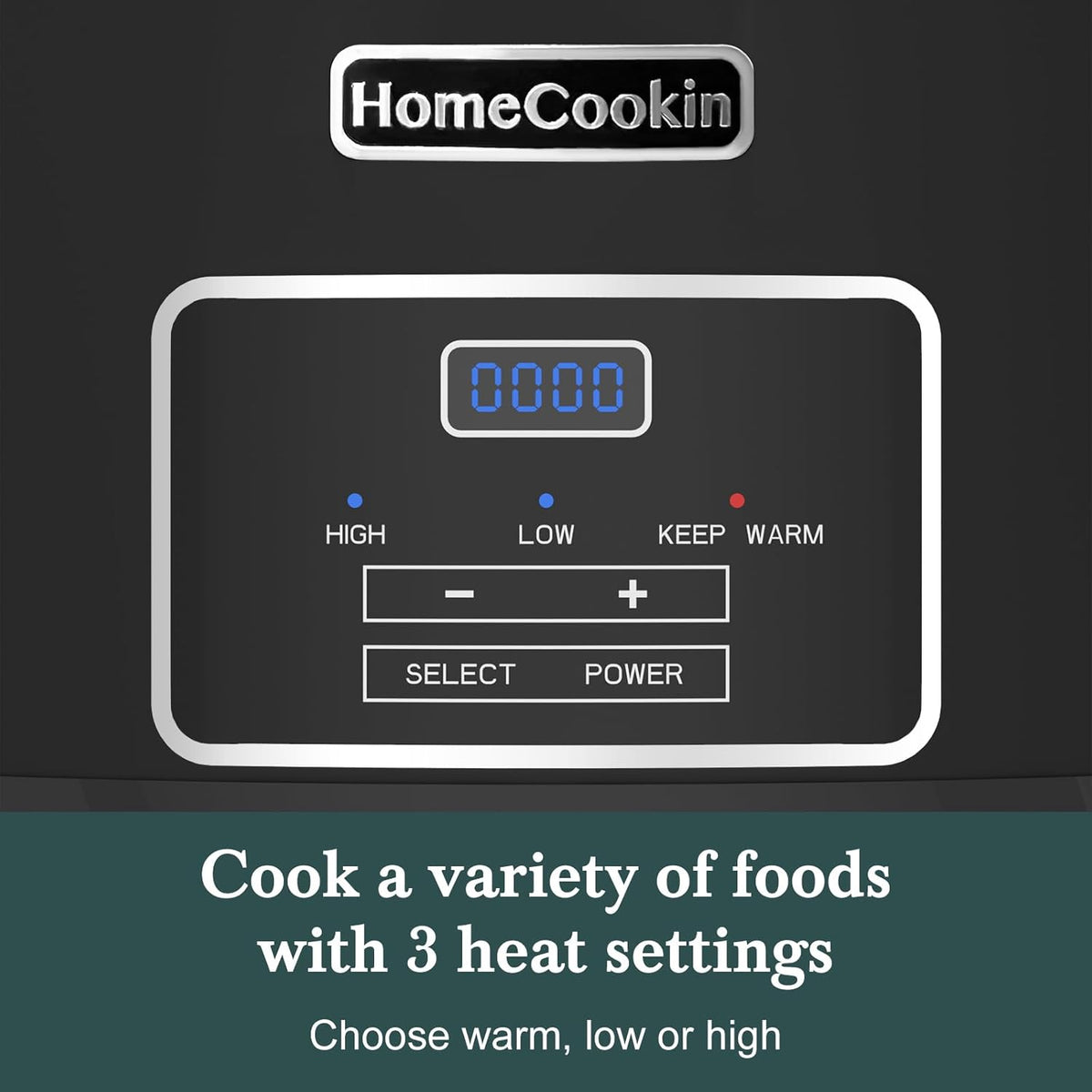 HOMECOOKIN 6-Quart Programmable Slow Cooker with Timer - Small Kitchen Appliance for Family Dinners - Serves 6+ People - Heat Settings: Keep Warm(Black)