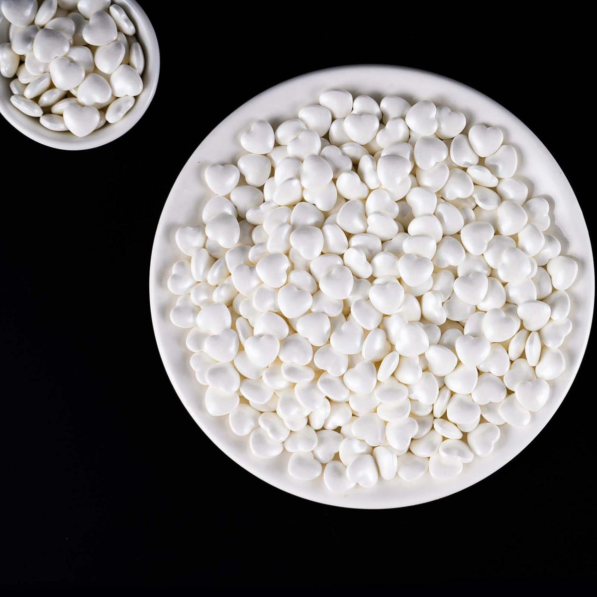 Kasvan White Heart Shapes Sprinkles - Edible Candy Pearls 130g/4.58 Oz, Mix Size, Baking Cake Decorations, Ice Cream Toppings and Cookie Decorating, Wedding Party Chirstmas Supplies (White)