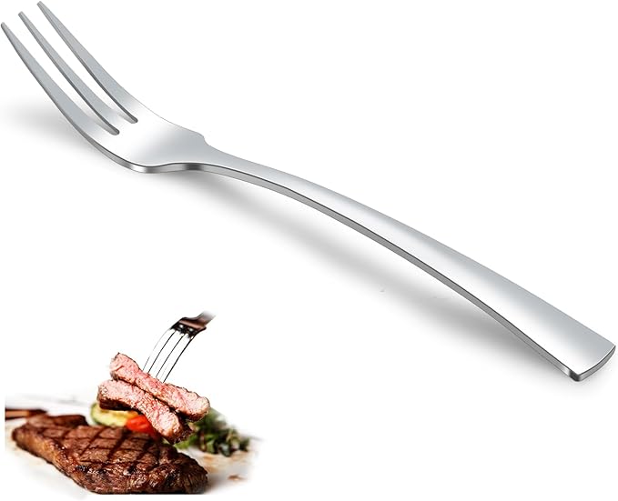 12-Piece Dinner Fork Set, 8-Inch Silverware, 3-Tine Forks, Top Food Grade Stainless Steel, Highly Mirror Polished, Dishwasher Safe