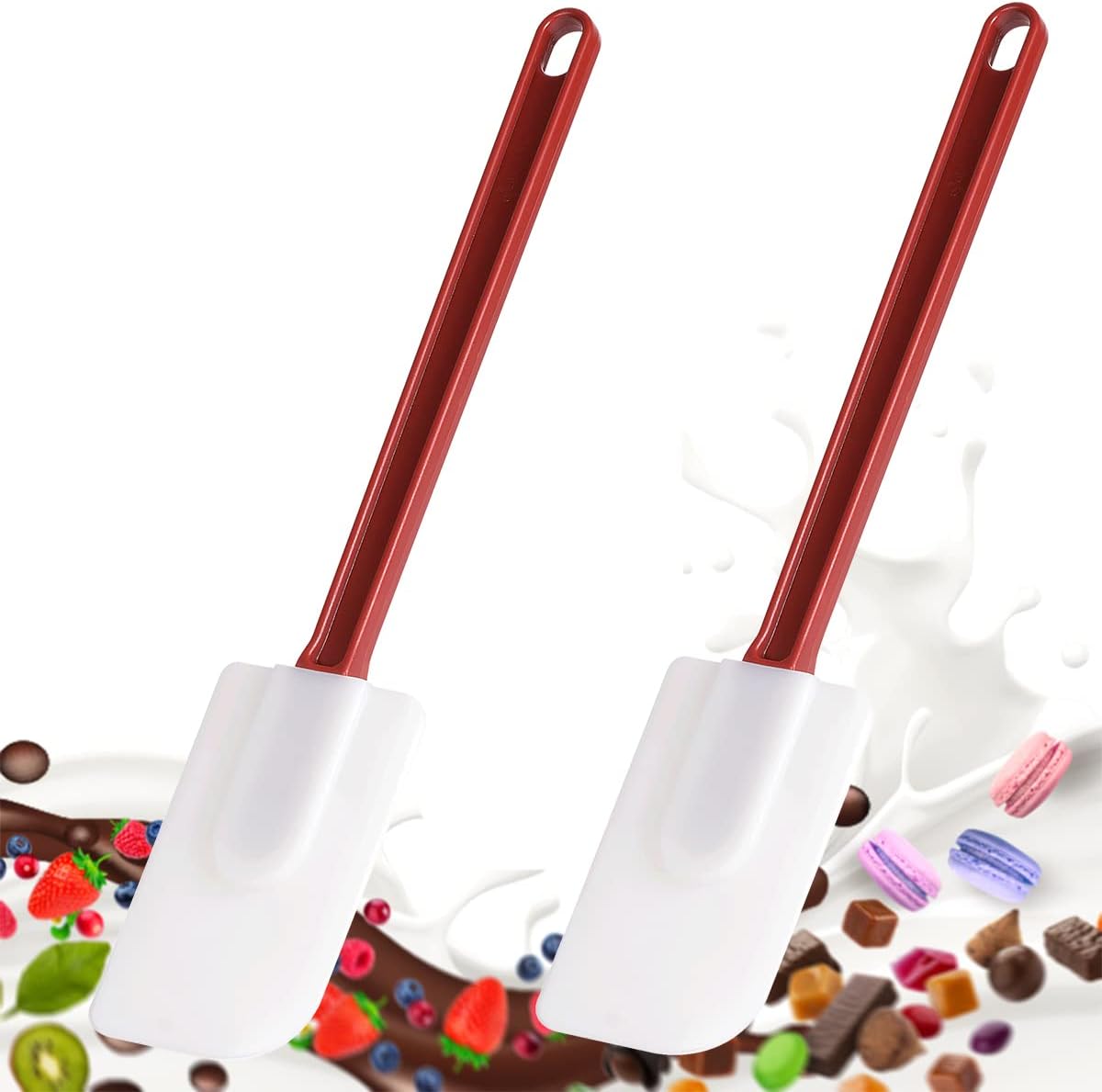 Silicone Spatula Set - Soft Rubber 9.5" Scrapers Resistant to 500F (2pcs)