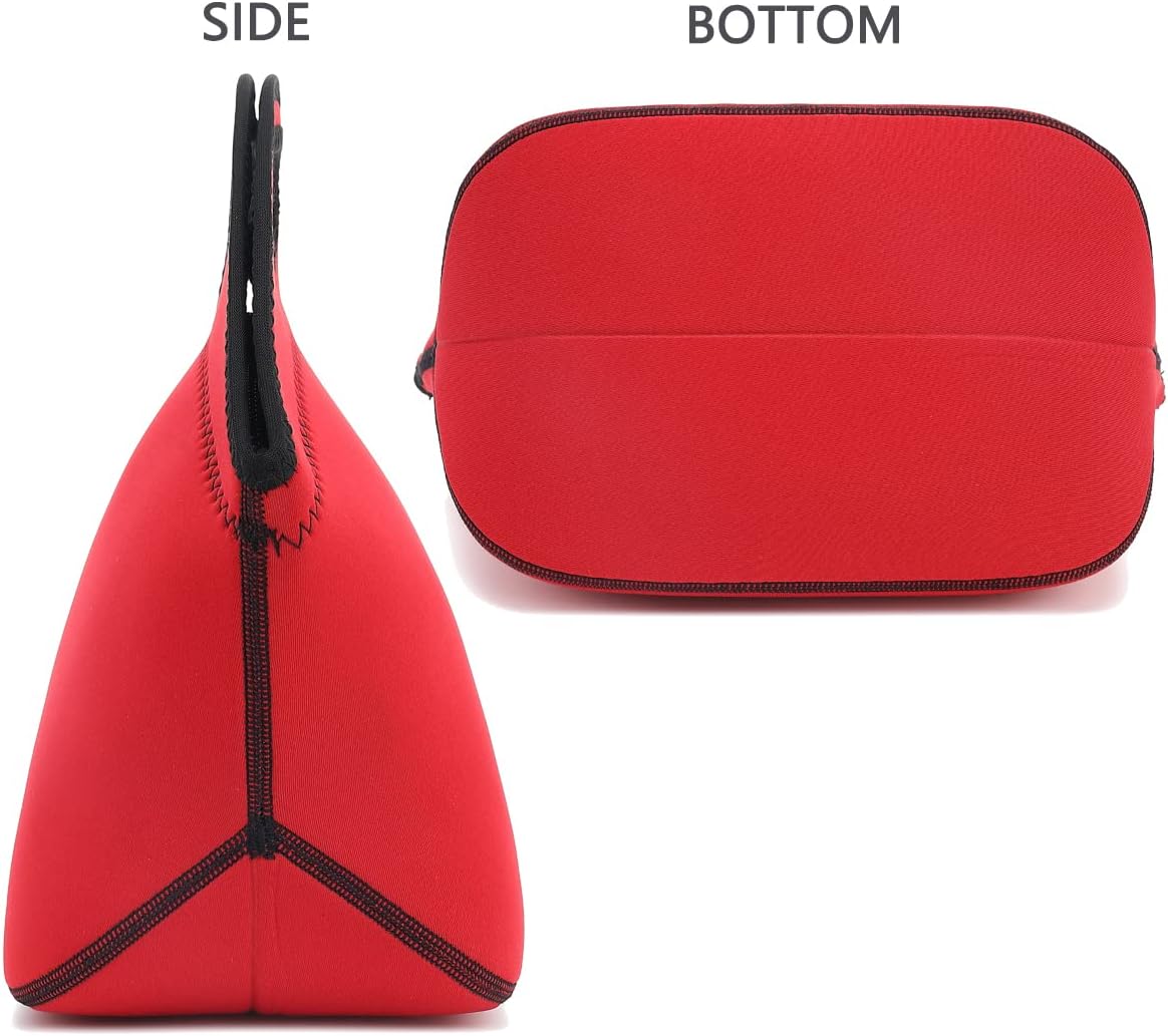 FlowFly Neoprene Lunch Tote Insulated Thermal Reusable Lunch Bag Box for Boys Men with Zipper (Red)