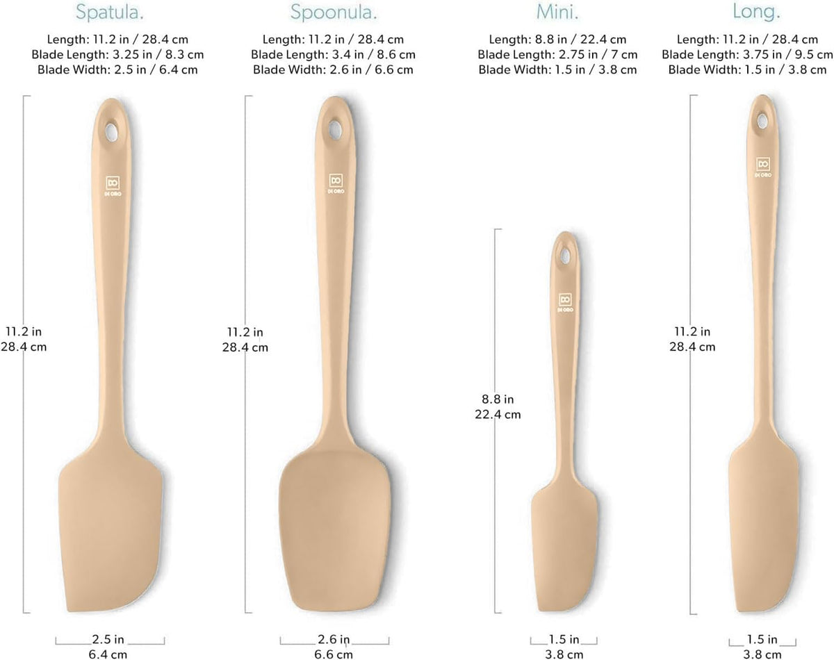 DI ORO Silicone Spatula Set - Rubber Kitchen Spatulas for Baking, Cooking, & Mixing - 600°F Heat-Resistant & BPA Free Silicone Scraper Spatulas for Nonstick Cookware - Dishwasher Safe (4pc, Clay)