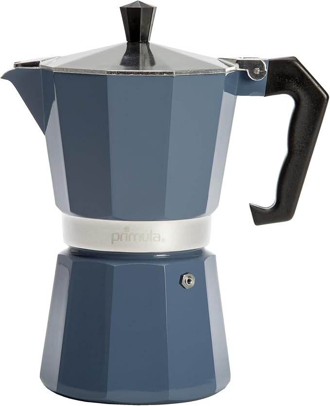 Primula Classic Stovetop Espresso and Coffee Maker, Moka Pot for Italian and Cuban Café Brewing, Greca Coffee Maker, Cafeteras, 6 Espresso Cups, Blue