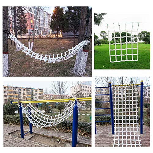 Climbing Cargo Net Heavy Duty,Ninja Net,Rope Ladder for Kids Outdoor Treehouse Backyard Playground Indoor Obstacle Webbing Net for Swing Set Jungle Gym Accessories for Slacklines,White - size: 3x10ft/0.9x3m