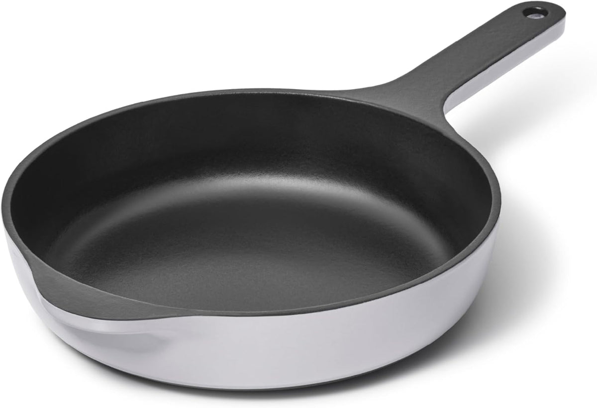Caraway Cast Iron Skillet - 8” Enameled Cast Iron Pan With 3 Layer Enamel Coating - No Seasoning Required - Compatible With All Stovetops - Free From Forever Chemicals - Gray