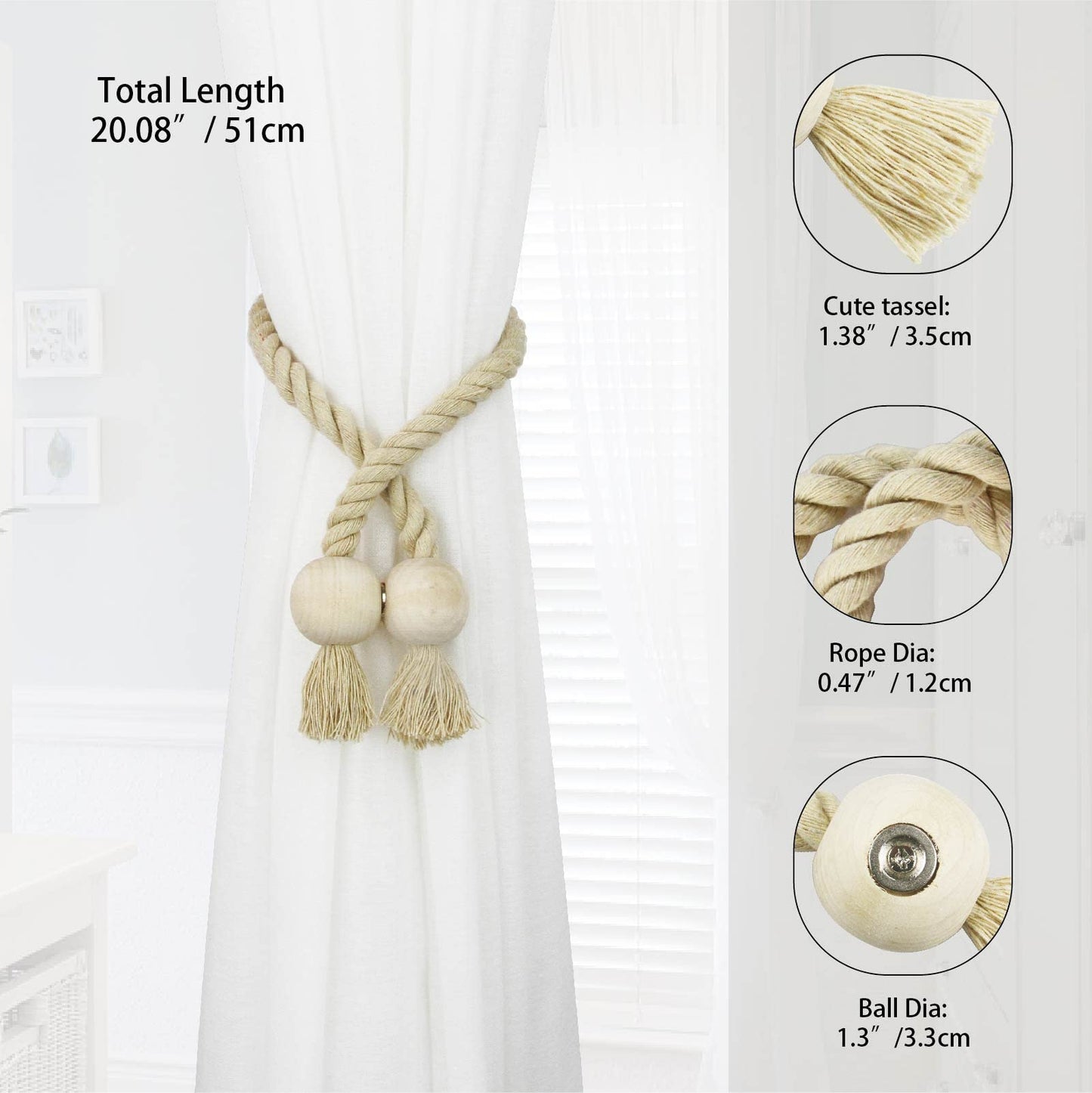 Magnetic Curtain Tiebacks Decorative Tie Back Drapes Holdbacks Nieffeiy