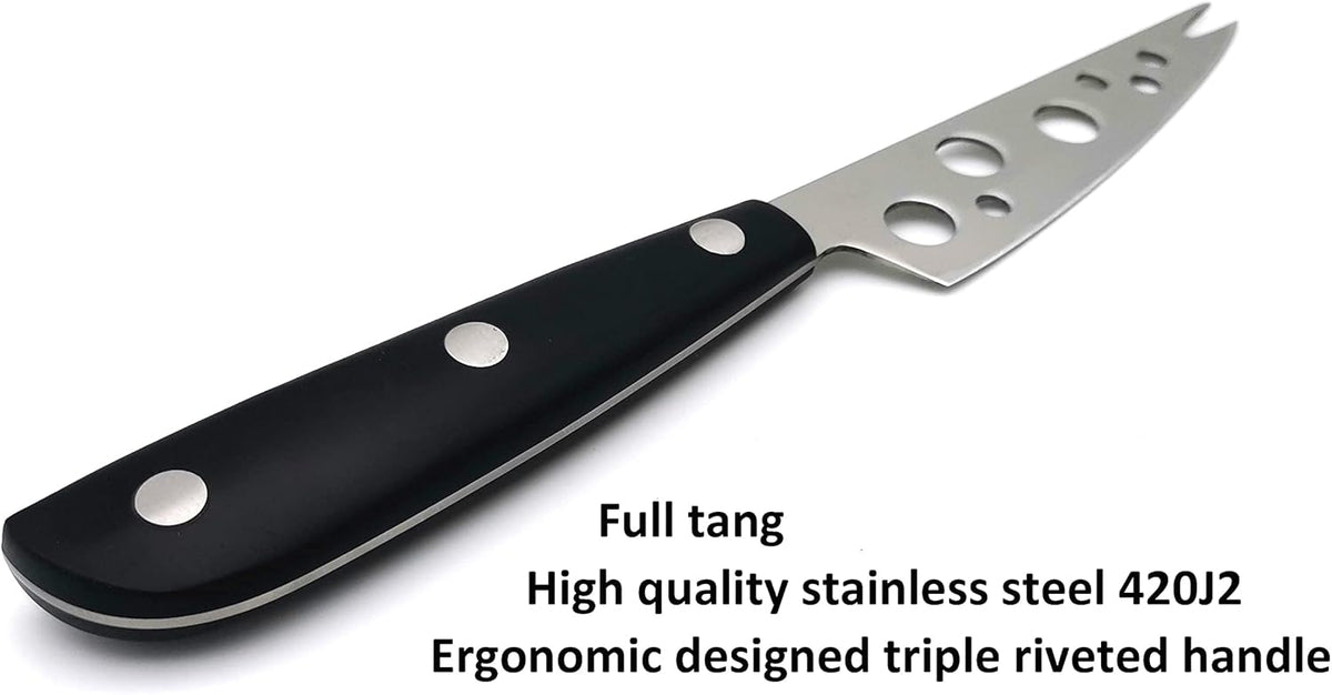 Cheese Knife, MATTSTONE HILL 4 inches All Purpose Cheese Knife - Soft & Semi Hard Cheese Knives, Premium Stainless Steel, Triple Rivet Handle