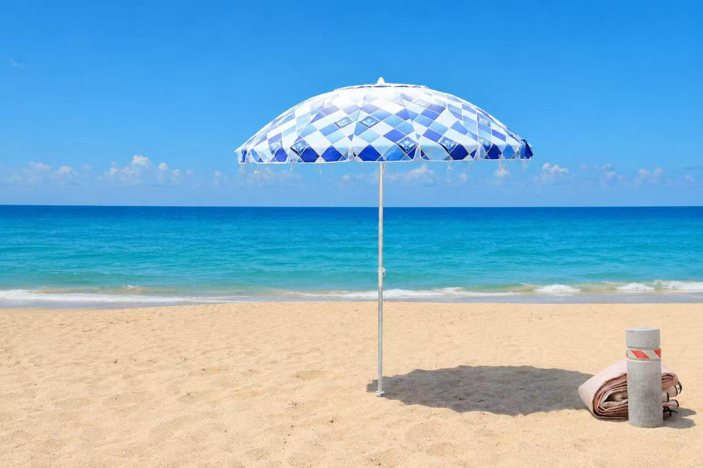 Privacy Beach Umbrella, Cloth Changing System, with 3 Beach Mats