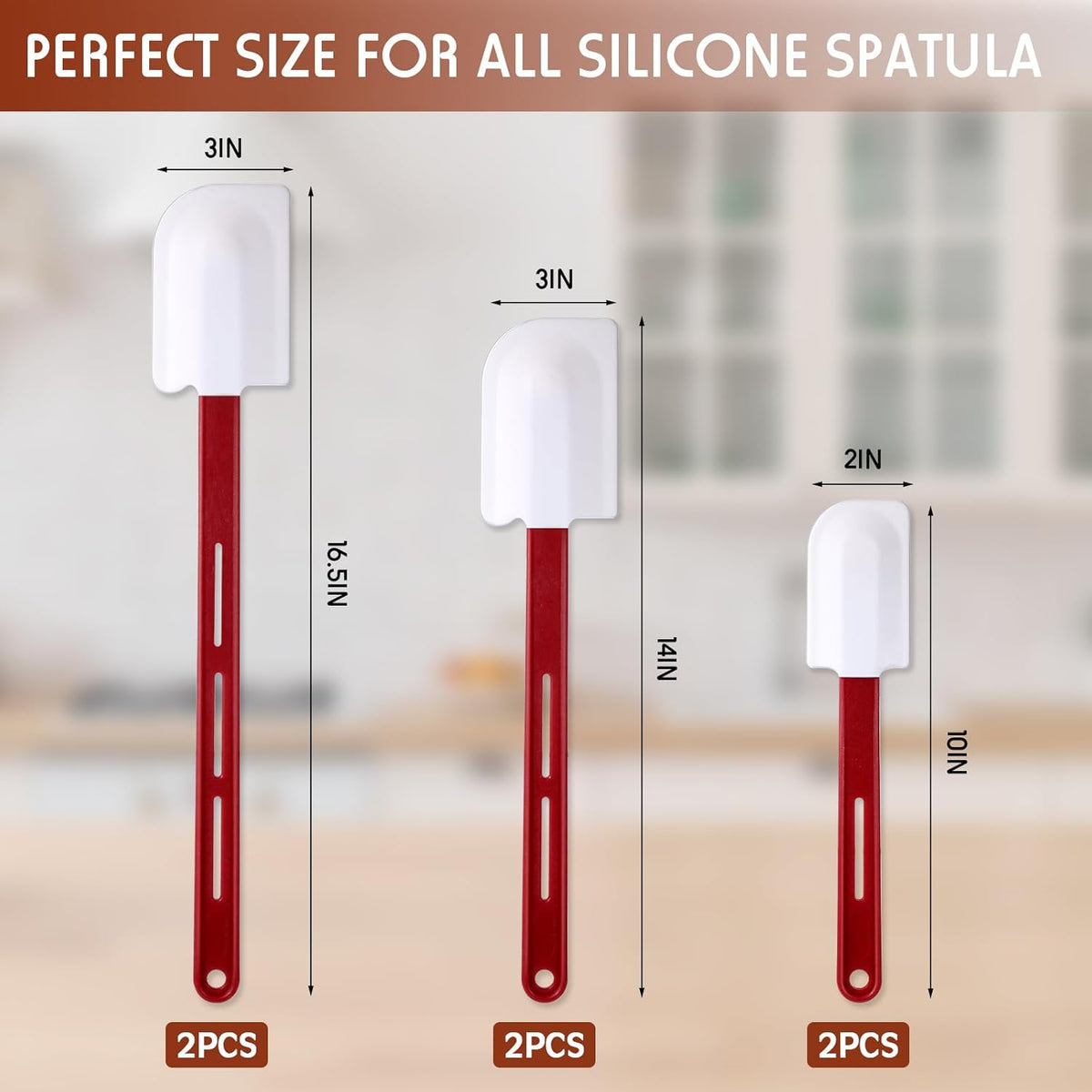 Norme 6 Pcs High Temp Silicone Spatulas Heat Resistant Rubber Spatula Commercial Silicone Scraper with Handle for Kitchen Cook Baking Mixing Utensil, Dishwasher Safe (10,14,16.5 Inch)