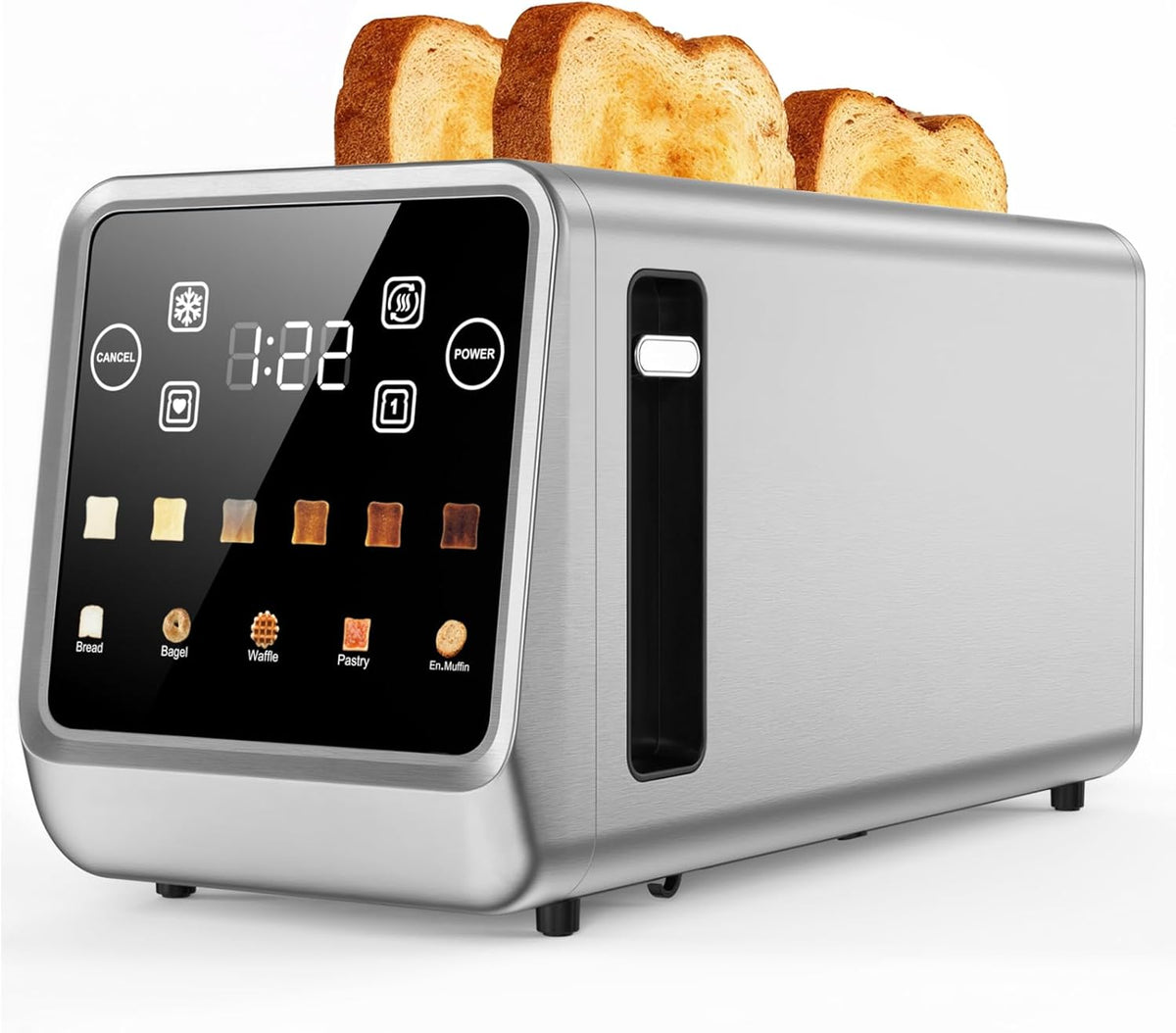 4-Slice Smart Toaster with Touch Screen | 1400W Fast Even Toast & Stainless Steel | 2x1.5" Extra-Wide Slots for Bagels | Memory Function, 6 Shade Settings