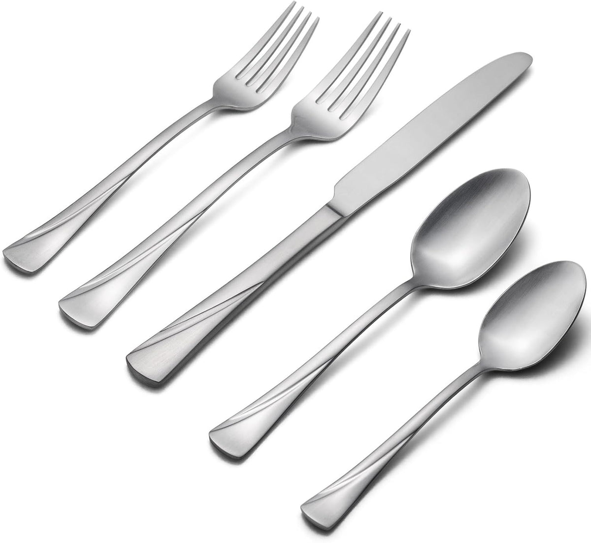 Alata Alice 40-Piece Silverware Set Stainless Steel Flatware Set,Service for 8,Matte Satin Polished Cutlery Set,Dishwasher Safe