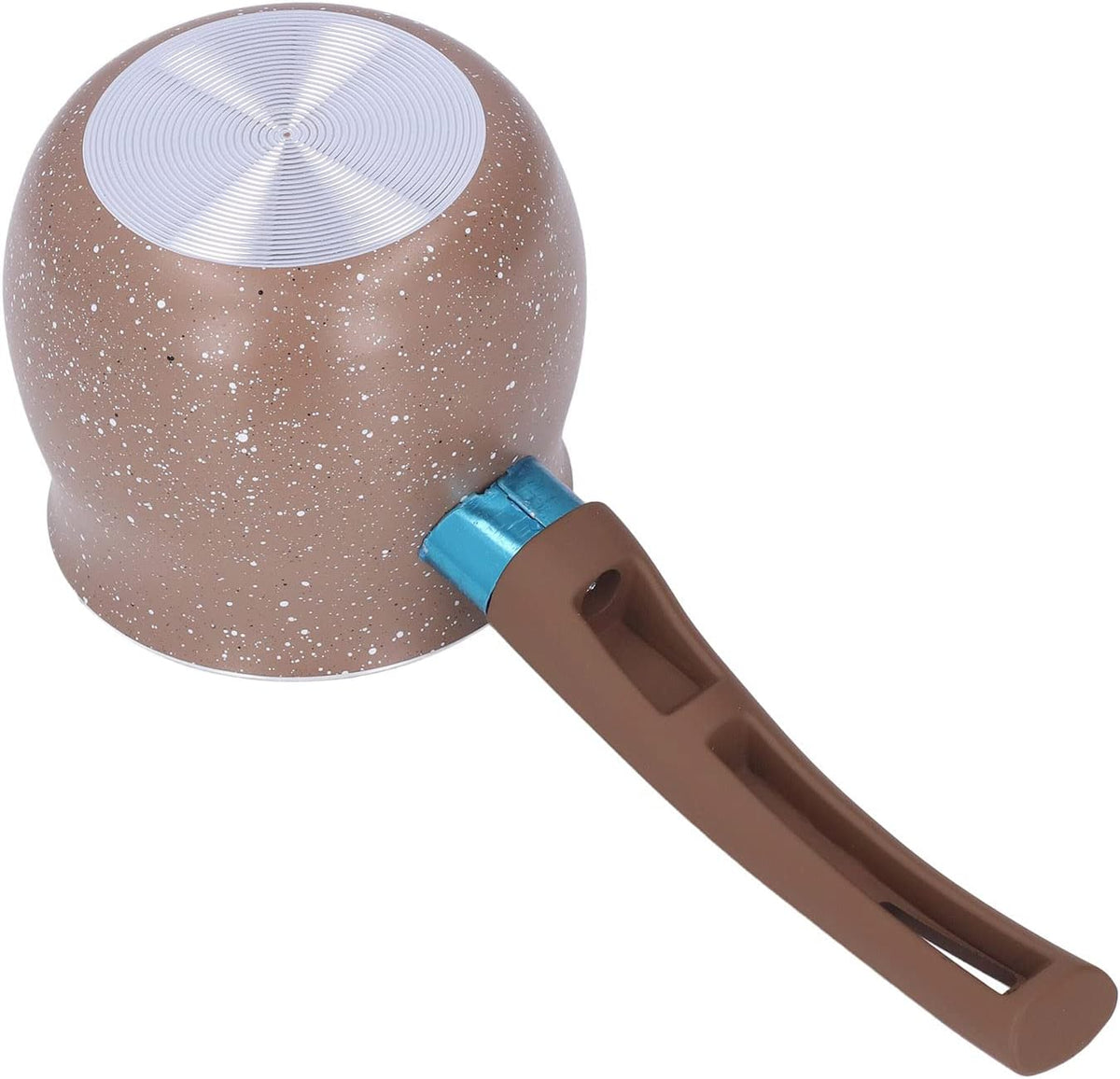 Mini Milk Pan, Mini Non Stick Pot, Butter Warmer Pot, Aluminium Alloy for Home Kitchen Mini Milk Pan Single Handle 9cm Diameter Anti Scalding Saucepan Cooking Pot Stone Pot(brown)