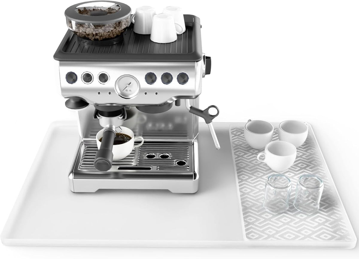 Silicone Coffee mat 24''x16'' – Non-Slip Bar Mat with Detachable Drying Layer for Espresso Machines, Countertops & Dish Racks