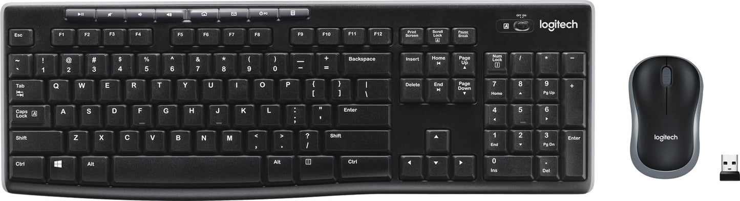 Logitech MK270 Full Size Wireless Keyboard and Mouse Combo - Black