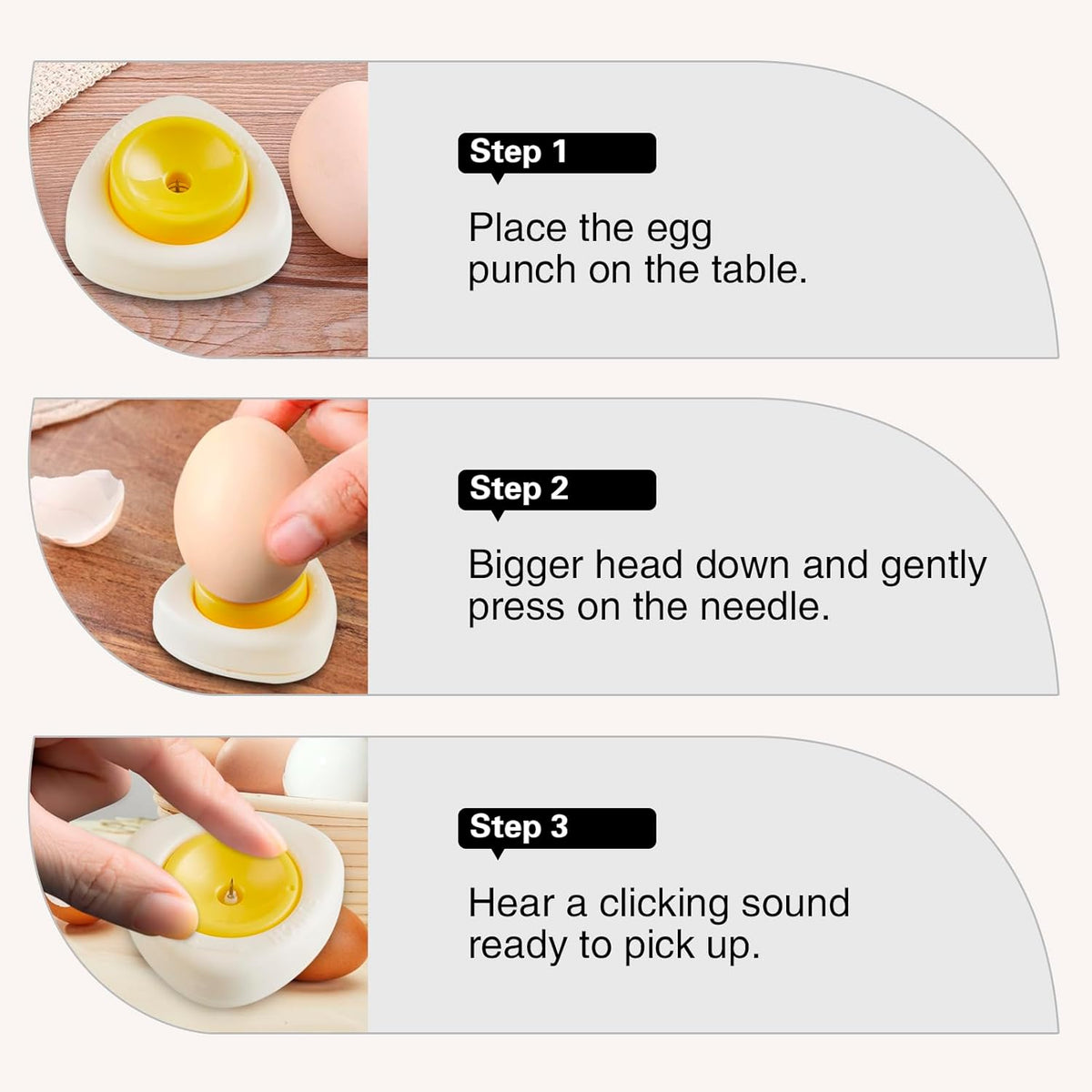 Egg Piercers for Raw Eggs, Egg Hole Poker Egg Separator Tools for Kitchen Gadgets for Hard Boiled Eggs Simple Egg Punchers Piercer with Retractable and Sharp Pin 3 Pack, Yellow