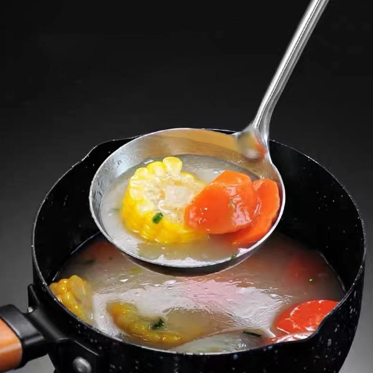 Soup Ladle, Stainless Steel Ladle, Ladles for Serving or Cooking, Durable Metal Ladle, Kitchen Lade 13.9 Inches1 Pack (Color:Silver)