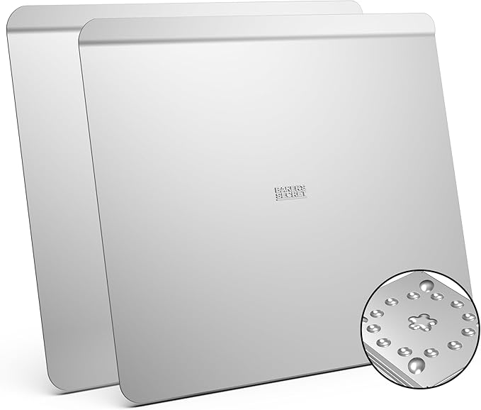 Baker's Secret 2pcs Pure Aluminum Insulated Cookie Sheet Commercial Grade, Baking Tray for Oven 100% Recycled Cookie Sheet Extra Thick - The Natural Collection