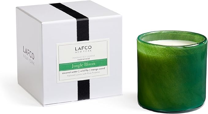 LAFCO New York Signature Candle, Jungle Bloom - 15.5 oz - 90-Hour Burn Time - Reusable, Hand Blown Glass Vessel - Made in The USA