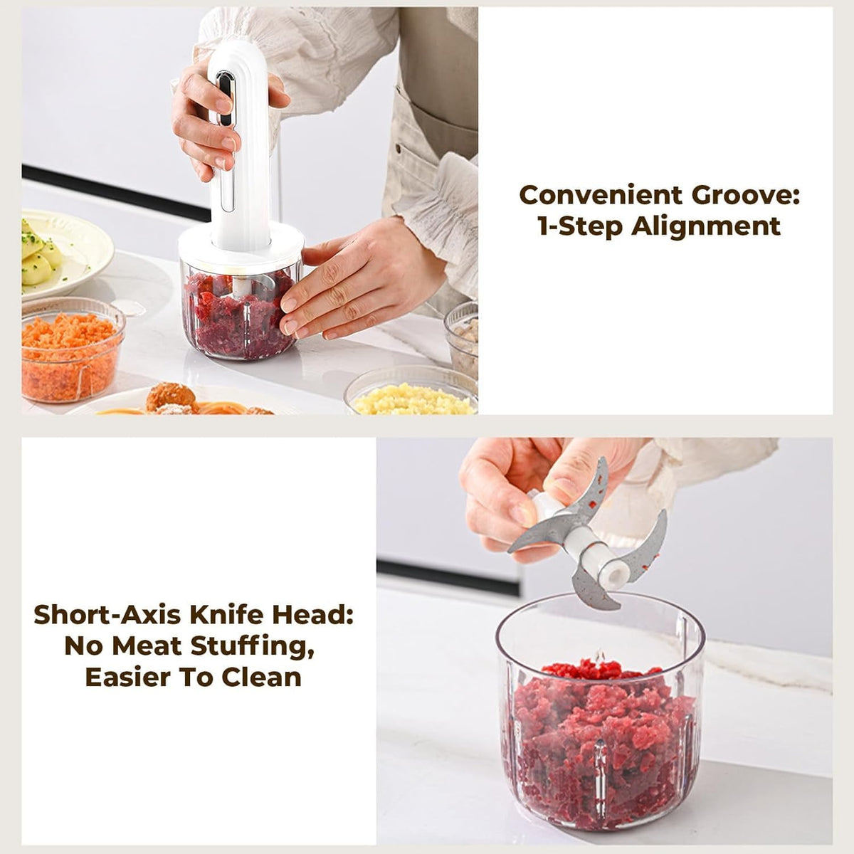 Wireless Electric Food Processor，4-Cup Electric Food Chopper For Meat,Onions,vegetables,Garlic,Complementary Food, Meat Chopper Blender