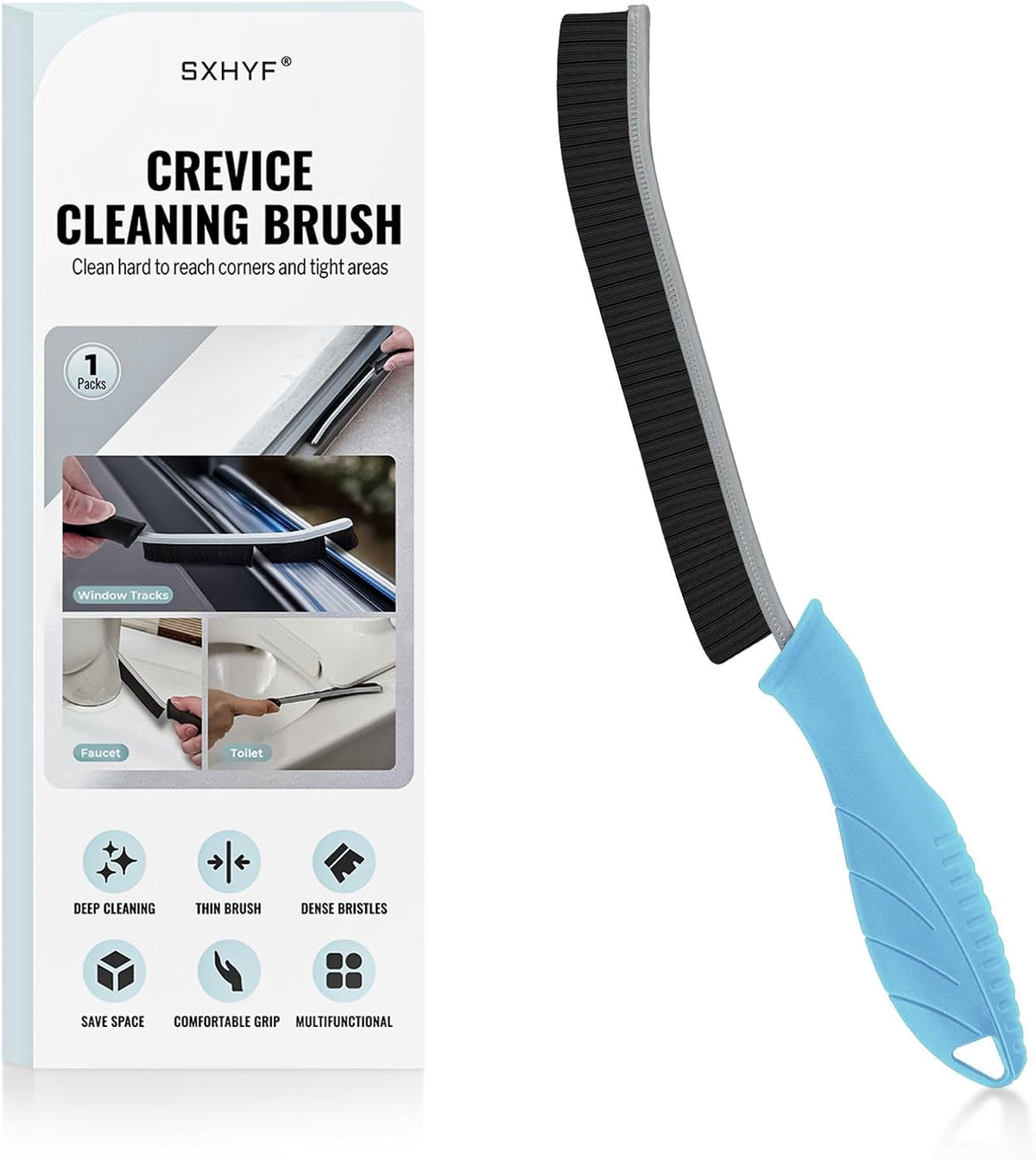 SXhyf Crevice Cleaning Brush - Grout Scrub Brush, House Cleaning Supplies, Gap Cleaning Tools, Home Essentials, Gifts for Women Men, Hard Bristle Crevice Cleaner Brush for Household Use, Bathroom