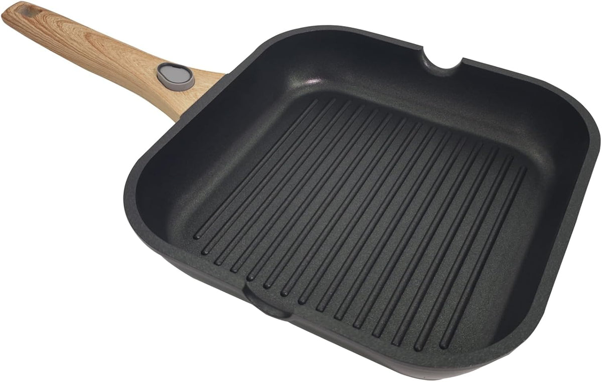 Nonstick Square Grill Pan for Stove Tops, Detachable Handle Griddle Pan,9.5inch Remove Handle Grill Pan with Pour for Cooking,Induction,Gas,Non Toxic,PFOA Free(Granite, Square-9.5inch)