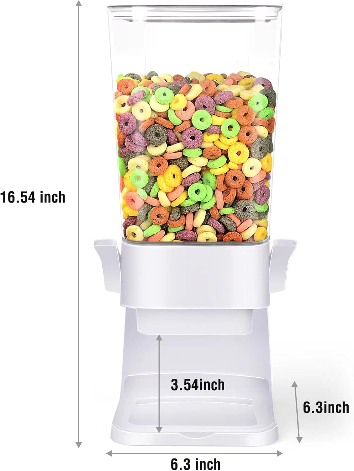 Cereal Dispenser Countertop Large Cereal Containers Storage Dispenser For Pantry Dry Food Dispenser Countertop Candy Dispenser Machine Rice Dispenser For Snack,Nuts, Granola(White,1PC)