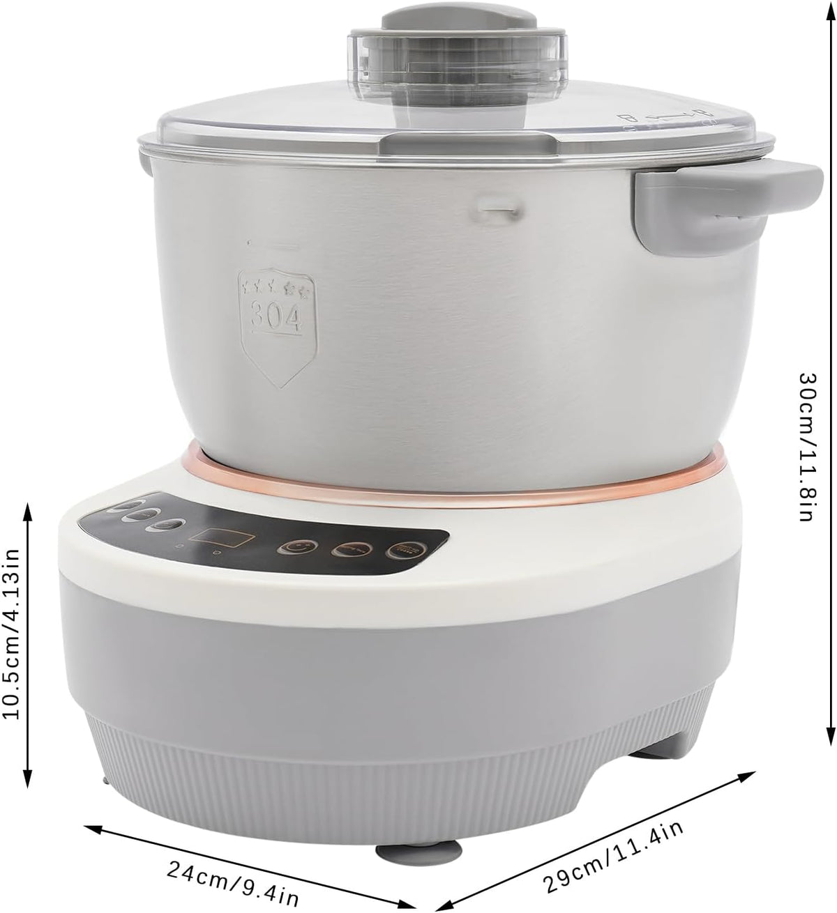 Electric Dough Maker with Ferment Function, 5L/ 4.5Qt 200W 304 Stainless Steel Dough Mixer Machine, Commercial Bread Mixer for Roti Bread Pizza Baking Dumpling Dough & Sourdough(Silver)