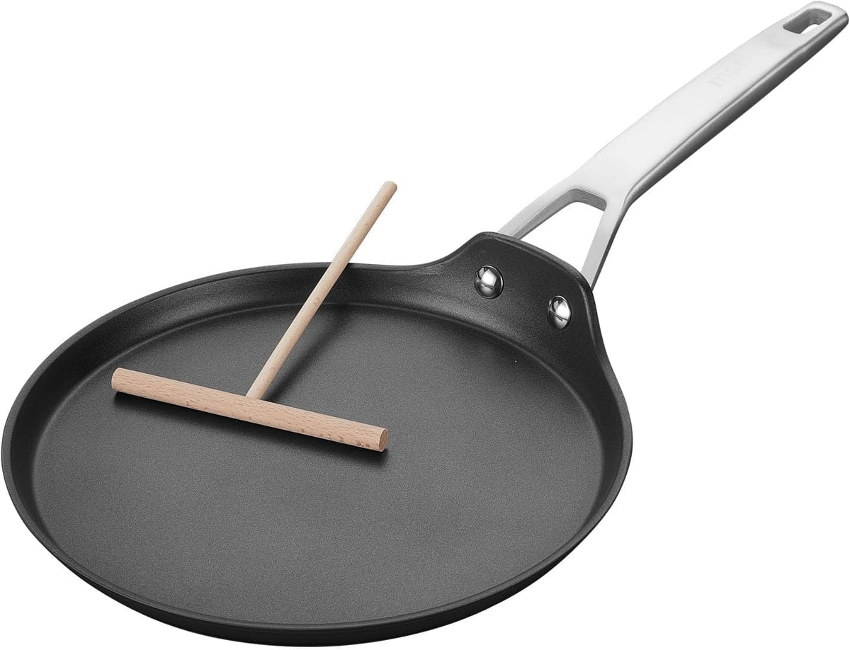 MsMk Crepe Pan with Spreader, 8 Inch Titanium and Ceramic Nonstick Flat Skillet Tortilla Egg Pan, Induction Compatible, PFOA Free, Oven Safe to 700°F