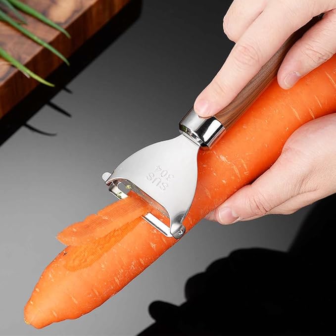 Vegetable Peeler - Stainless Steel Y-shaped peeler Non-Slip Wood Grain Handle - Efficient for Potatoes, Apples & Fruits - Durable Kitchen Tool