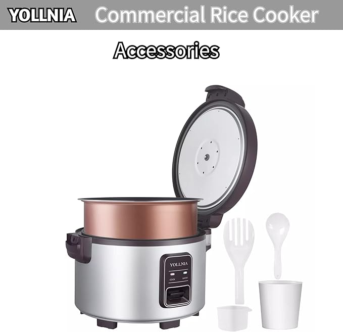 Commercial Large Rice Cooker & Food warmer | 13.8QT/65 Cup cooked rice | Non-stick Inner Pot |Auto Warmer Mode |1350W Fast Cooking