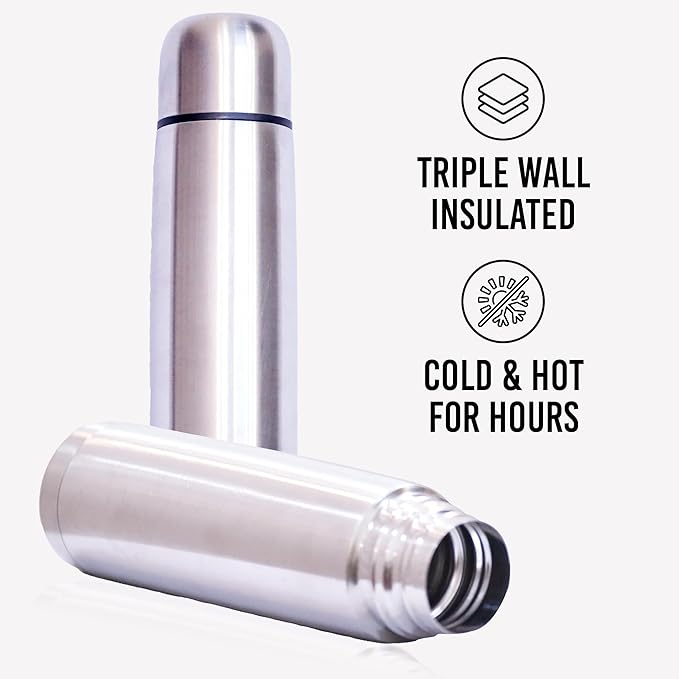 Best Stainless Steel Coffee Thermo | BPA Free & Triple Wall Insulated | Hot Water & Cold Drinks for Hours | Perfect for Biking, Backpack, Camping, Office | Fits Most Car Cupholders (500 ML)