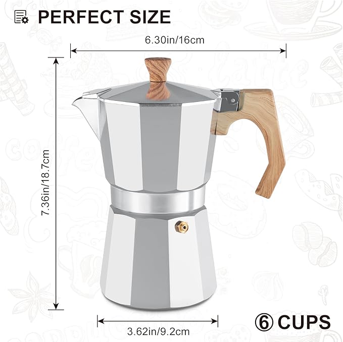 wedrink Stovetop Espresso Maker Aluminum Moka Pot 6 Cups Cuban Coffee Maker Stovetop Coffee Maker Moka Italian Espresso