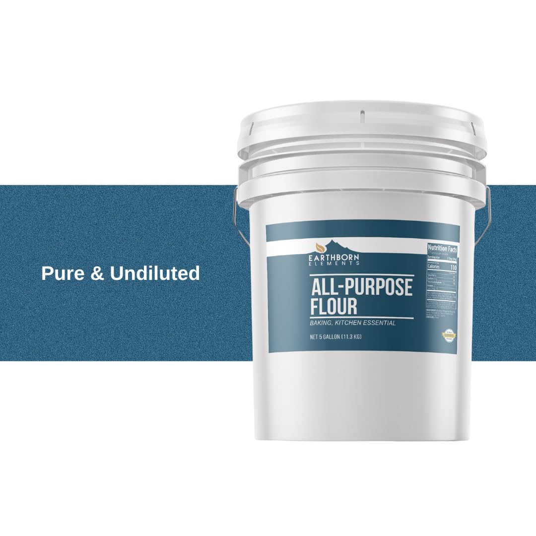 Earthborn Elements All-Purpose Flour, 5 Gallon Bucket, Bulk Size, Kitchen Essential, Baking & Cooking (400 Ounce)