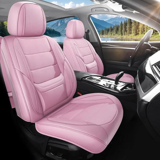 Car Seat Covers Custom Fit for Chevrolet/Chevy Cobalt 2004-2010, Premium Faux Leather Waterproof Car Seat Protectors with Lumbar Support, Breathable Anti-Slip Easy to Install(Pink,Full Set)