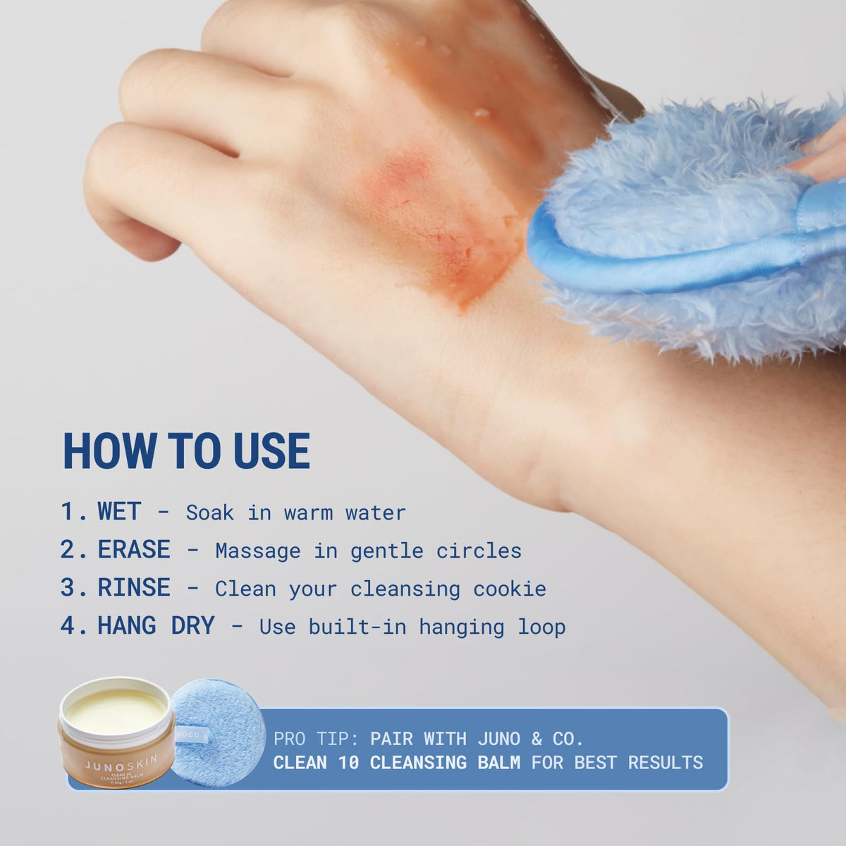 JUNO & Co. Reusable Makeup Remover Pad, Washable Face Cleansing Pad (5-Packs-Blue)
