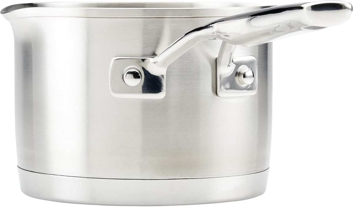KitchenAid 71026 3-Ply Base Brushed Stainless Saucepan with Pour Spouts, 1.5 Quart -Brushed Stainless Steel