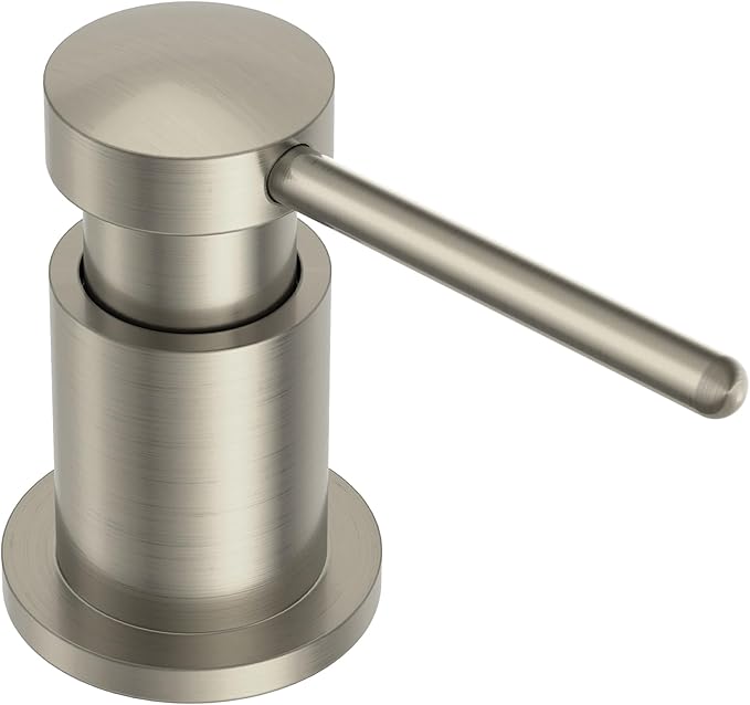 Lava Odoro Soap Dispenser for Kitchen Sink, Modern Brass Built in Countertop Pump Dispenser with 18 Oz Refillable Bottle, Kitchen Soap and Lotion Dispenser Spot-Free, Brushed Nickel, KSD-21