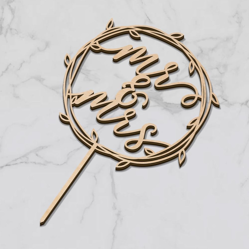 Mr & Mrs Cake Topper Wedding Cake Topper in Wood (Design 02)