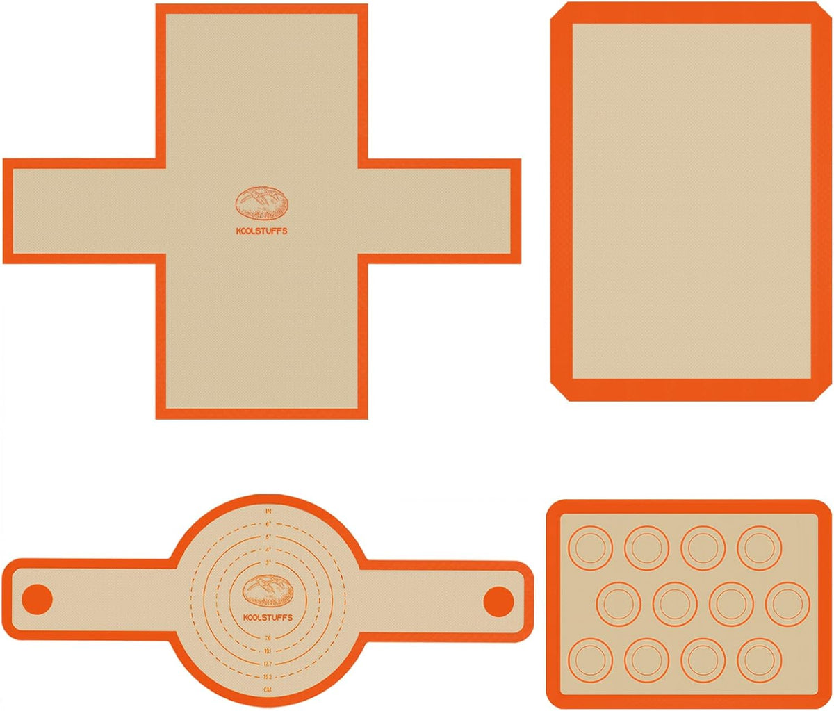 Silicone Baking Mat Set, Reusable Baking Mat, Non-Stick, Food Safe Silicone Mats for Baking, Oven Baking Sheet for Making Cookies, Macaroons, Bread