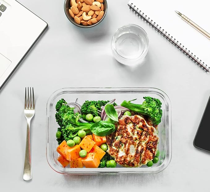 M MCIRCO 30 Pieces Glass Food Storage Containers with Snap Locking Lids,Glass Meal Prep Containers Set - Airtight Lunch Containers, Microwave, Oven, Freezer and Dishwasher