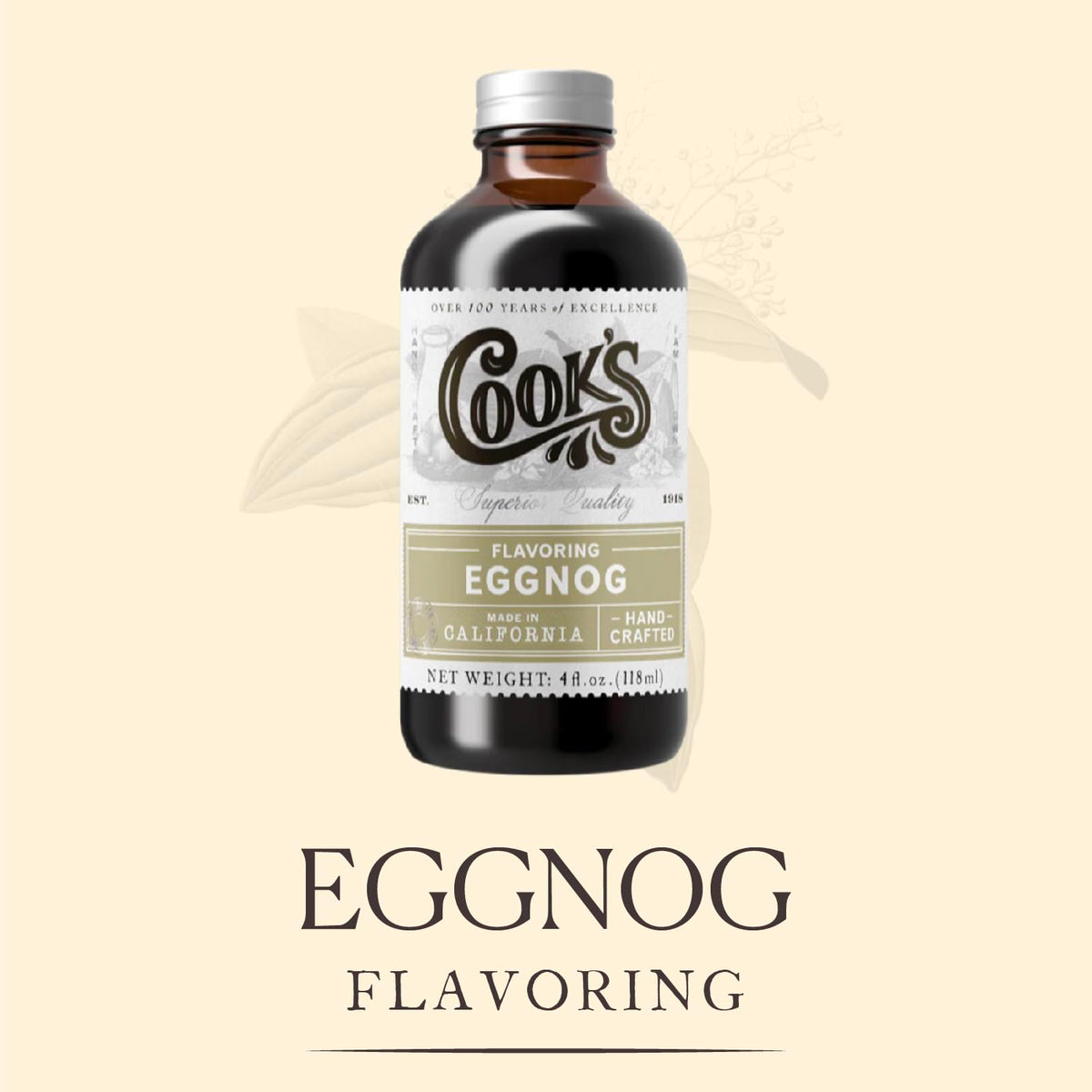 Cook's, Eggnog Flavoring ,for Making Eggnog, Baking, Ice Cream, Custard, Cheesecake, and Cookies, 8 oz