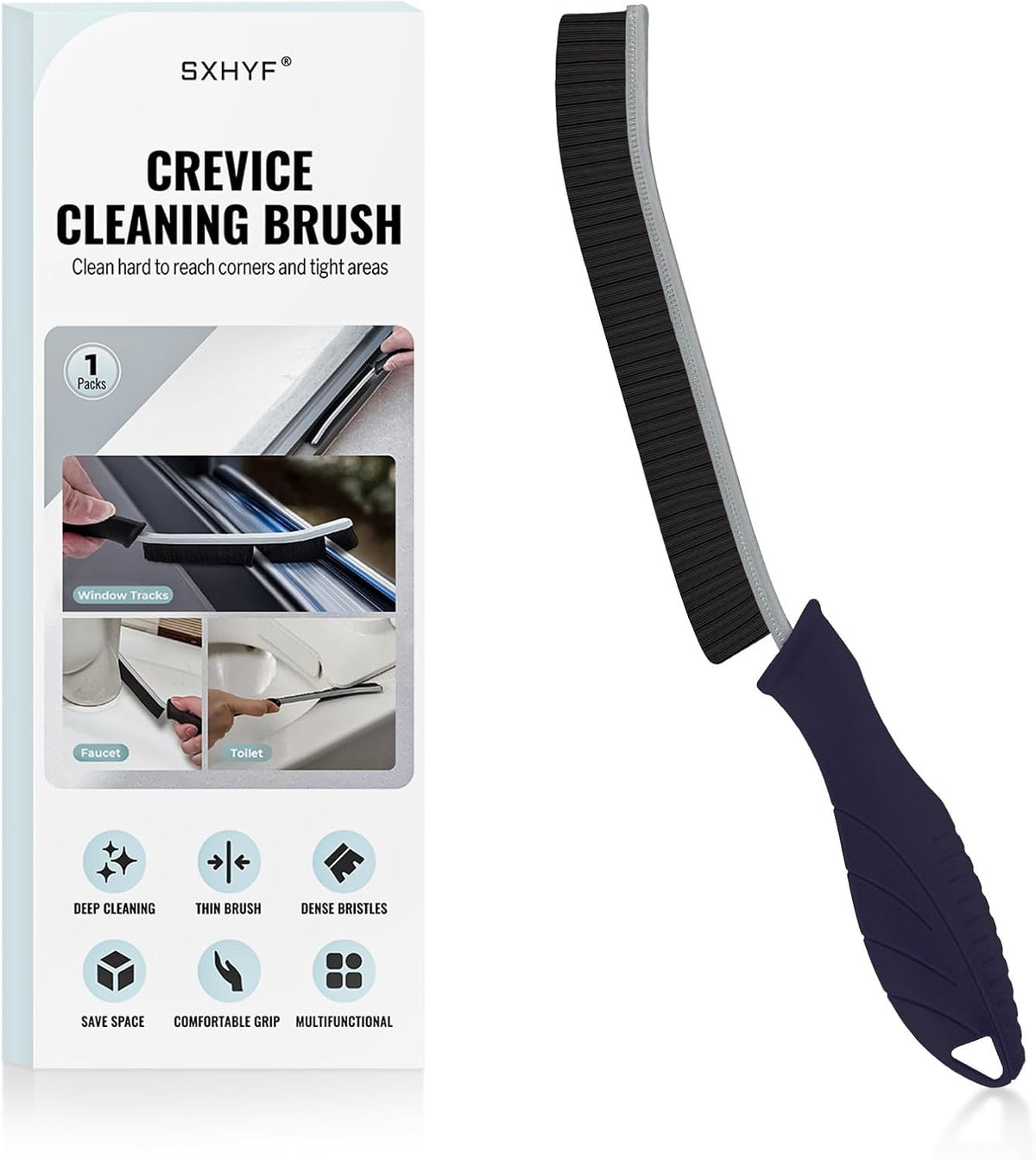 SXhyf Crevice Cleaning Brush - Grout Scrub Brush, House Cleaning Supplies, Gap Cleaning Tools, Home Essentials, Gifts for Women Men, Hard Bristle Crevice Cleaner Brush for Household Use, Bathroom